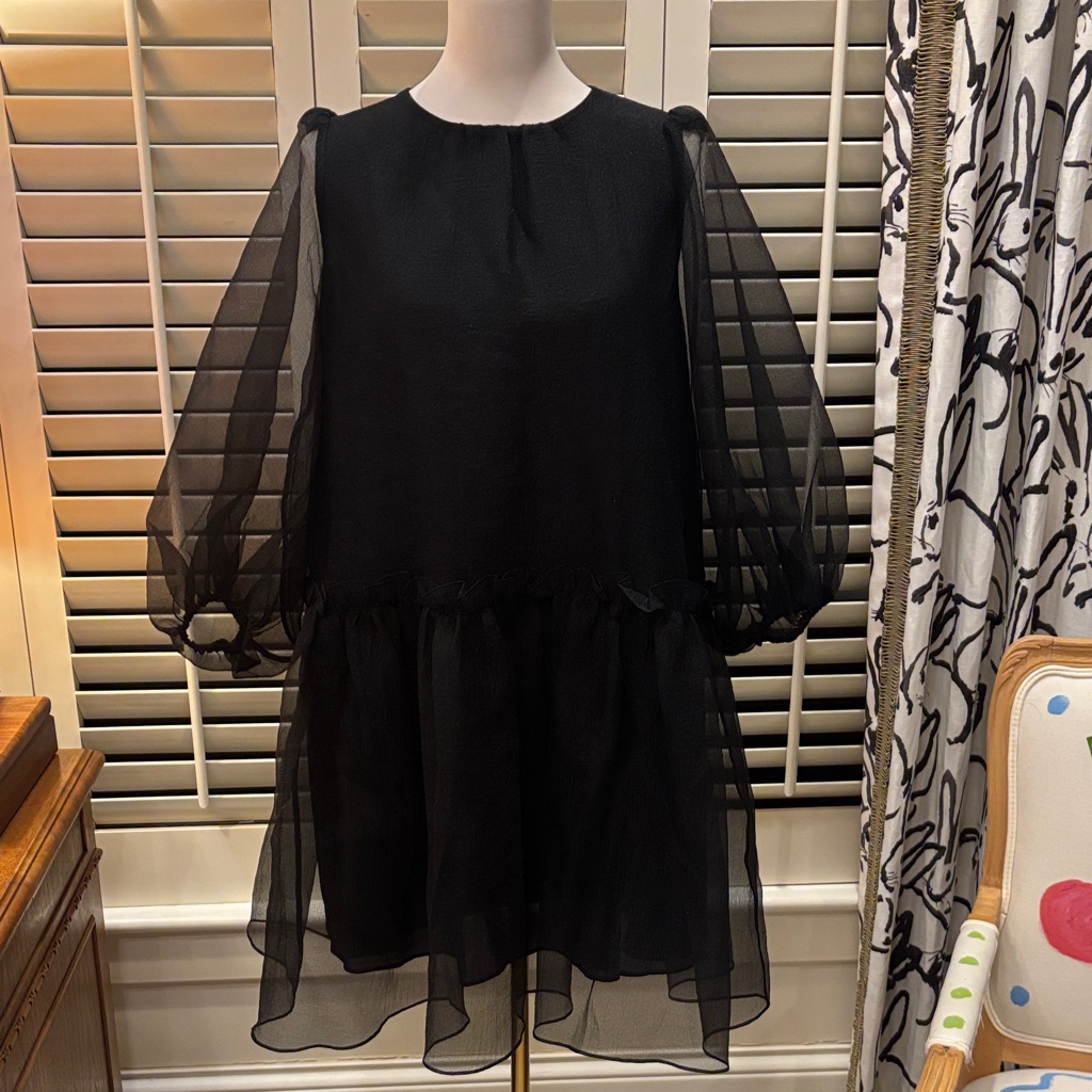Cynthia Rowley Black Sheer Long Sleeve Dress